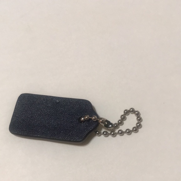 Coach Leather Bag Charm Replacement Logo Dog Tag Ball Chain Navy Blue Mini Small - Picture 11 of 12